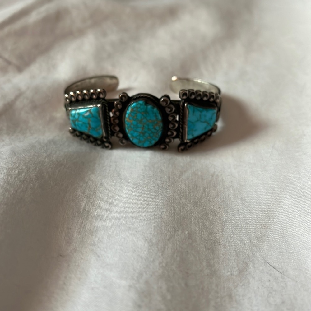 Native American silver and turquoise bracelet